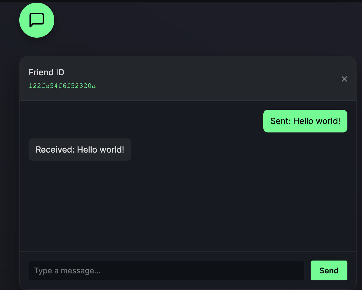 Step 4 — Chat window open with sent and received messages