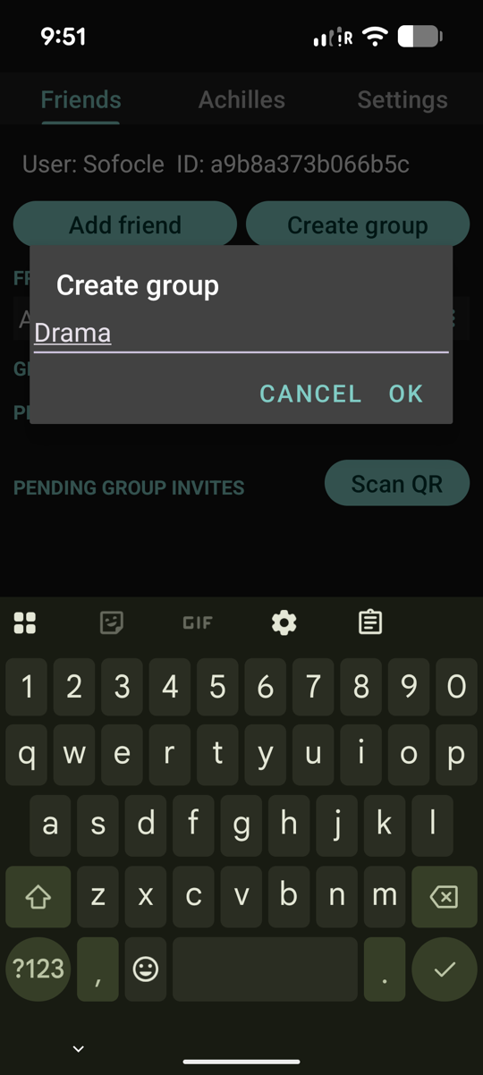 Creating a new group and inviting friends