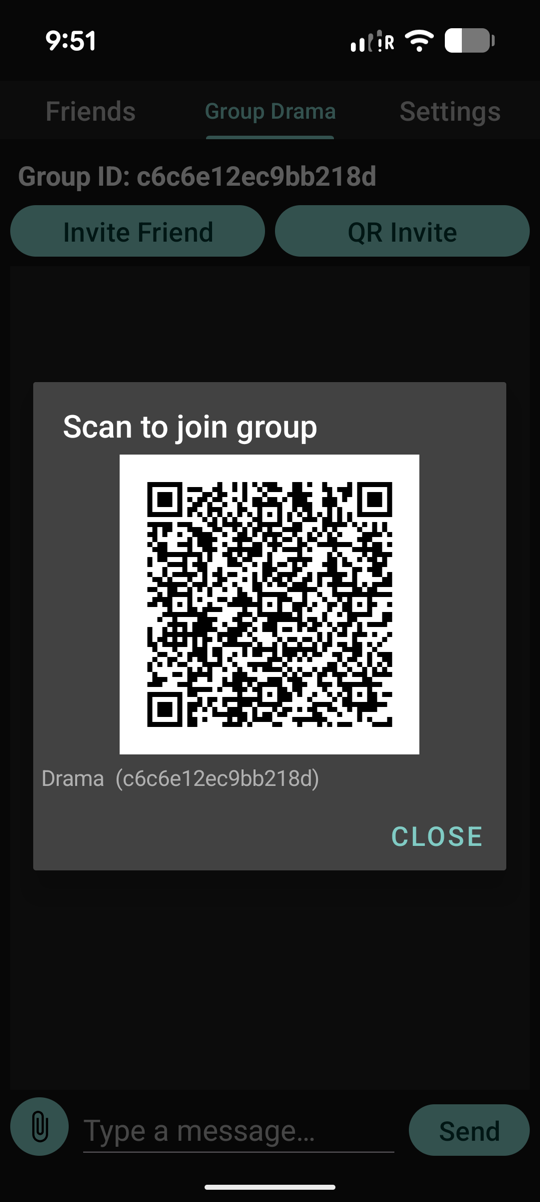 Sharing a group cryptographic key via a one-time QR code